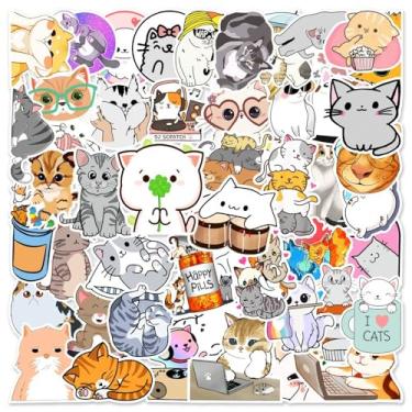 Imagem de 50 peças adesivos fofos para amantes de gatos, presentes para mulheres, homens, gatos, donos, amigos, colegas de trabalho, adesivos sensoriais de saúde mental para garrafa de água, laptop, bagagem