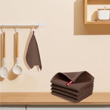 Imagem de Toalhas de cozinha pacote com 4 panos de prato ultra macios absorventes de secagem rápida para cozinha, limpeza de pratos, limpeza de superfícies (curry escuro)