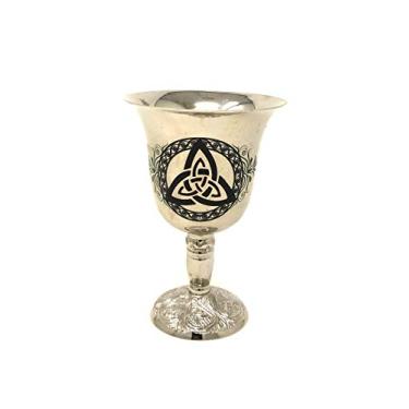 Imagem de Vrinda Cálice de latão com acabamento prateado triquetra impresso de 12,7 cm