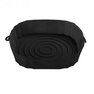Imagem de Panela de silicone Air Fryer, 1 peça de bandeja de cozinha macia portátil, acessórios de forro, durável, pizza frita (preto)