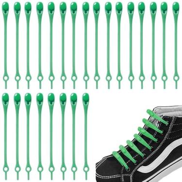 Imagem de Conjunto de 24 cadarços elásticos de silicone com cadarço rápido, cadarços preguiçosos de silicone sem amarração - Ideal para sapatos masculinos e femininos, Verde, Standard