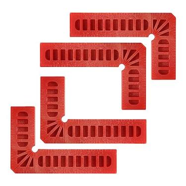 Imagem de Generic 4 peças de quadrados de posicionamento de 90 graus 80 x 50 mm (80 x 50 mm) grampos de canto de ângulo reto, ferramentas de marcenaria para armários, molduras e caixas, vermelho
