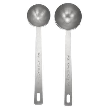 Imagem de Generic Conjunto de 2 colheres medidoras individuais, 1 colher de sopa (15 ml) / 2 colheres de sopa (30 ml) colher de chá/colher de sopa de aço inoxidável 304 única tigela quadrada pequena colher de