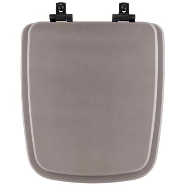 Imagem de Assento Sanitário Mdf Soft Close Boss Stone (Cinza Fosco) Para Vaso Incepa Com Ferragem Preta