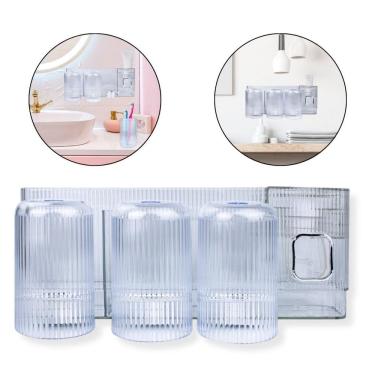 Imagem de Dispenser Organizador Acrílico Banheiro Escova Pasta Dentes