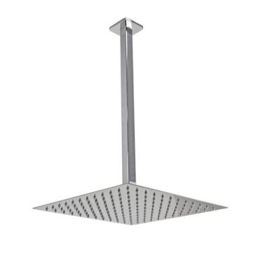 Imagem de Ducha Ultra Slim Inox Quadrado 30x30 Com Braço Suporte Teto 40 Cm - AM
