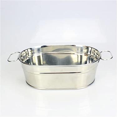 Imagem de Balde de gelo oval para bar de restaurante em aço inoxidável, balde, frutos do mar, batatas fritas, balde de gelo