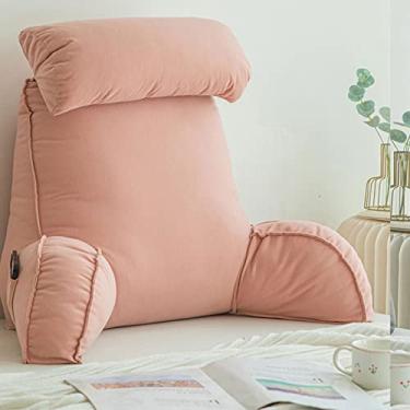 Imagem de Travesseiro de cintura grande com suporte para as costas, travesseiro de encosto com apoio de braço, travesseiro de leitura almofada de suporte lombar, ótimo como encosto para livros ou jogos, capa