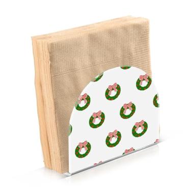 Imagem de Blueangle Porta-guardanapos de guirlanda de Natal - Decoração de mesa de acrílico à prova de vento para cozinha e casa, dispensador de lenços de férias com porta-guardanapos verticais (1472)