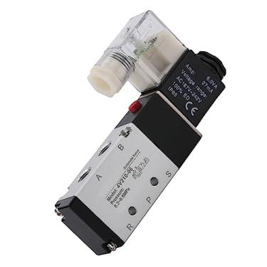 Imagem de ZJchao Válvula Solenóide Pneumática de 2 Posições e 5 Vias, Válvula Solenóide de Liga de Alumínio Durável para Controle de Fluido de Nitrogênio de Ar, Aplicações de Automação (4V210-06-DC12V)
