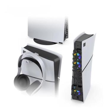 Imagem de PS5 Cooling Stand with Fan, 3-in-1 Vertical Stand with Headset Hook, Heat-Dissipation Base Compatible with PlayStation 5 Console, Space-Saving Gaming Accessory