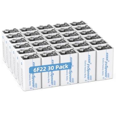 Imagem de Fuspower Baterias de 9 V, pacote com 30 baterias de 9 volts, vida útil de 10 anos, energia de longa duração para detector de fumaça, microfone, alarme de incêndio