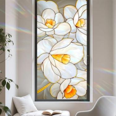 Imagem de Película de privacidade para janela, design de vitral com aderência estática, proteção solar, não adesiva, capa removível para escritório em casa 43 x 100 cm (# 6)