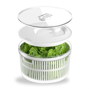 Imagem de CONJUNTO SECADOR E ORGANIZADOR DE SALADA LEGUMES VERDURAS | 5,5 LITROS COM CESTO | BRANCO COM ESCORREDOR