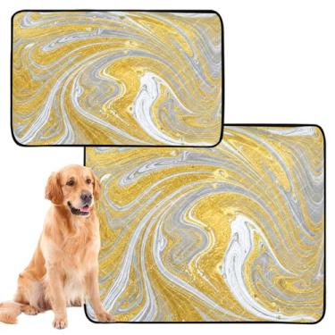 Imagem de CEBUGI Almofadas de xixi laváveis para cães, pacote com 3, almofadas impermeáveis para filhotes de cachorro, antiderrapantes, à prova de vazamento, para cama de cercadinho, padrão de mármore em