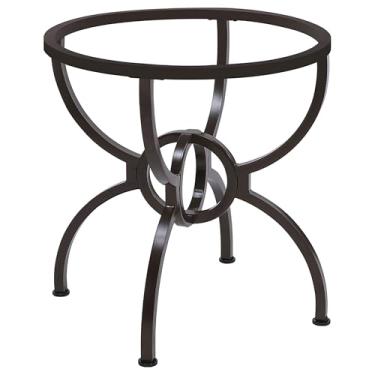 Imagem de Porta-copos - Aviano - Base de mesa de jantar de metal - Base de mesa de jantar redonda industrial com motivo de anel interligado e quatro pernas M estilizadas - Sala de jantar - Gunmetal - 108291