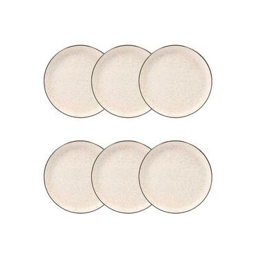 Imagem de Jogo 6 Pratos Sobremesa Cerâmica Oxford Flat Duna 20 Cm: Minimalista