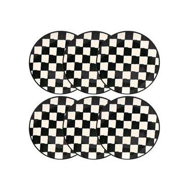 Imagem de Jogo 6 Pratos Rasos Cerâmica Oxford Unni Damas 26 Cm: Quadriculado