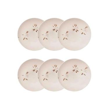 Imagem de Jogo 6 Pratos Fundos Cerâmica Oxford Unni Orquídea 20,5 Cm: Floral