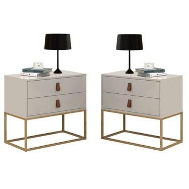 Imagem de  Única Kit Mesinhas Unic 60 Off/Dourado - LCN Móveis 