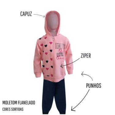 Imagem de Conjuntos Moletom Infantil feminino Blusa e Calça Flanelado Agasalho I
