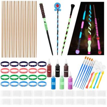 Imagem de CharmFields Kit de fabricação de varinha mágica, conjunto de artesanato de pintura DIY, fabricação de varinhas para lembrancinhas de festa de aniversário, presente infantil, suprimentos de festa de