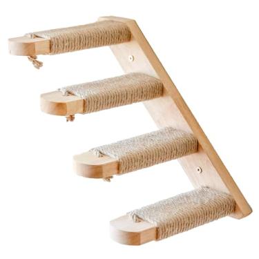 Imagem de Luqeeg Prateleira de Escalada para Gatos, Móveis para Gatos Montados na Parede de Madeira Maciça Com Corda de Cânhamo para Arranhar e Escalar, Prateleiras para Animais de Estimação que