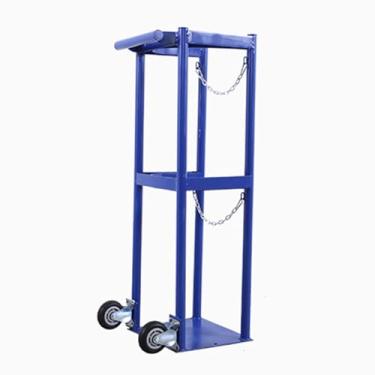 Imagem de Carrinho com suporte de tanque de oxigênio - Porta-cilindros médicos de duas rodas com rolamento duplo, rack vertical de armazenamento de gás para tanques de 40 L (L-37 cm) - Solução de transporte de