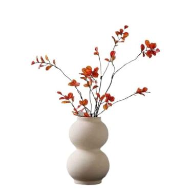 Imagem de VHDY85KA Decorações simulação folha de bordo arranjo de flores falsas decoração de mesa vaso de cerâmica casa de fazenda