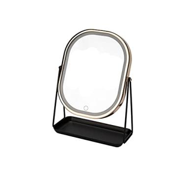 Imagem de Espelho de maquiagem de LED para mesa com luz e luz de preenchimento espelho de beleza espelho de maquiagem de mesa com luz recarregável (tamanho grande) espelho de maquiagem