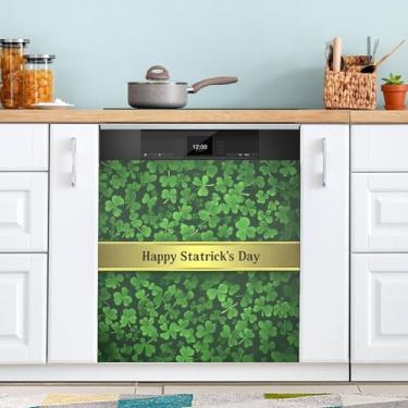 Imagem de ATTX Capa de ímã de máquina de lavar louça fita dourada Dia de São Patrício | Adesivo decorativo de eletrodomésticos de 58 x 66 cm para armários domésticos e eletrodomésticos #80