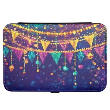 Imagem de Burbuja Caixa de joias de viagem com contas de decoração de carnaval para mulheres e meninas, estojo de joias portátil de couro PU organizador para brincos, anéis, colares e pulseiras