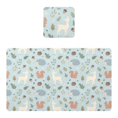 Imagem de Burbuja Jogo americano de animais da floresta, conjunto de 4 para mesa de jantar, tapetes de mesa de PVC à prova d'água, antiderrapantes, resistentes ao calor, fáceis de limpar, 30 x 45 cm