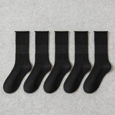 Imagem de Meias femininas antibolinhas perfumadas desodorizantes, 53,5% algodão, meias térmicas de inverno, pretas, pacote com 5