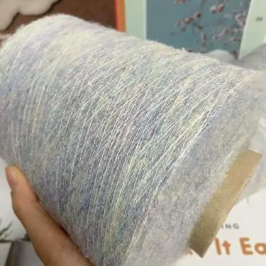 Imagem de Mohair fio de lã de caxemira fio de crochê fofo extravagante espaço corante de lã pequeno fio de mistura de lã acrílica DIY linha fina de crochê linha de tricô 500 g