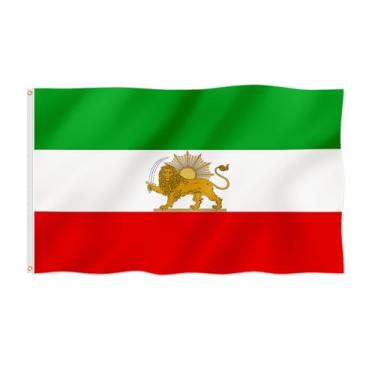 Imagem de Bandeira histórica da Pérsia do Antigo Irã, Antigo Sol de Leão, Bandeira Iraniana 5 x 7 m, à prova de desbotamento, cor linda, poliéster mais espesso com 2 argolas de latão