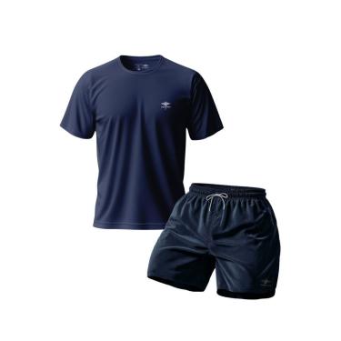 Imagem de Conjunto Camiseta Dry Masculina Raglan E Short Mauricinho Academia Verão Praia Básico-Masculino