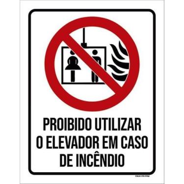 Imagem de Kit 5 Placa Utilizar Elevador Caso Incêndio Ícone27X35 - Sinalizo