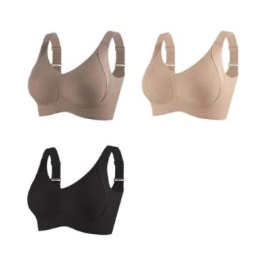 Imagem de Sutiãs Sem Fio Push-up Para Mulheres, 3 Peças, Sem Costura, Ajustáveis
