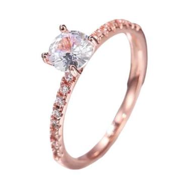 Imagem de Anel De Casamento Feminino Com Zircônia Cúbica De 4 Garras, Aliança De