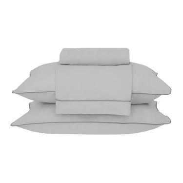 Imagem de Jogo De Cama King 180 Fios Algodão Percalle Buddemeyer Cinza