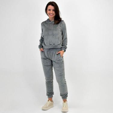 Imagem de Agasalho Blue Rose Plush Blusa Fechada Canguru com Calça Feminina-Feminino