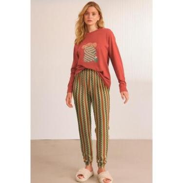 Imagem de Pijama Lunender Com Blusa De Mangas Longas E Calça Estampada-Feminino