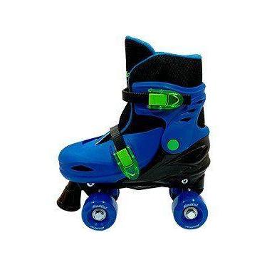 Imagem de Patins 4 Rodas Infantil Fenix 2 em 1 Azul e Preto - com Acessórios, Az