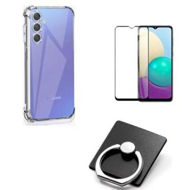 Imagem de Capa Transparente + Película 3D + Suporte Anel para Samsung Galaxy A14