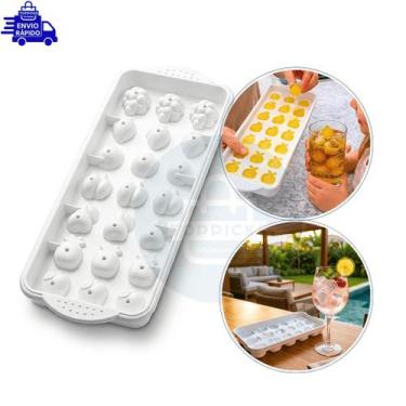 Imagem de Forma De Gelo De Plástico Com Tampa 21 Cavidades Formato Frutas Não Va