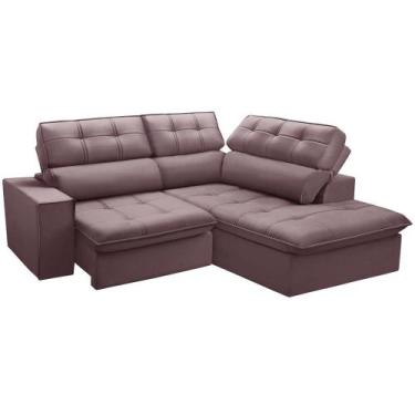 Imagem de Sofá 3 Lugares Retrátil Reclinável Chaise Direito 243cm Solin F04 Velu