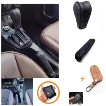 Imagem de Kit Capa Couro Chave + Câmbio Automático e Alavanca Freio de Mão Fiat 