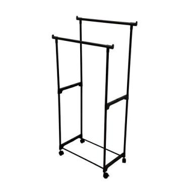 Imagem de Arara Dupla Para Roupas Até 5kg 130x65x34 cm Organizador De Roupas Par
