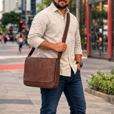 Imagem de Bolsa Pasta Carteiro Masculina Transversal Ombro Executiva Trabalho No